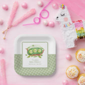 Schattigee Gingham Greenery Sweet Pea In Pod Baby  Papieren Bordje (Feest)