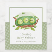 Schattigee Gingham Greenery Sweet Pea In Pod Baby  Wijn Etiket (Enkel label)