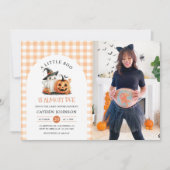 Schattigee Gingham Halloween Ghost Baby shower Fot Kaart (Voorkant)