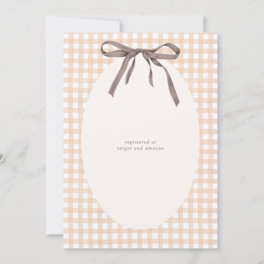 Schattigee Gingham Herfst Floral Neutraal Baby sho Kaart (Achterkant)