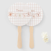 Schattigee Gingham Notedry Baby shower Genderonthu Handwaaier (Voorkant en achterkant)