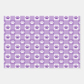 Schattigee Gingham Paw Print Patroon Roze Blauwgro Inpakpapier Vel (Voorkant 3)