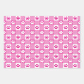 Schattigee Gingham Paw Print Patroon Roze Blauwgro Inpakpapier Vel (Voorkant)