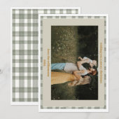 Schattigee Gingham Plaid Custom Foto Kerstkaart (Voorkant / Achterkant)