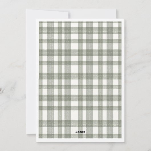 Schattigee Gingham Plaid Custom Foto Kerstkaart (Achterkant)