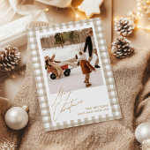 Schattigee Gingham Plaid Custom Photo Christmas Feestdagenkaart