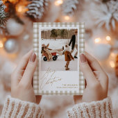 Schattigee Gingham Plaid Custom Photo Christmas Feestdagenkaart
