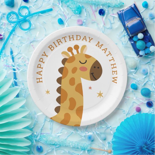 Schattigee giraf. Grappig dier safari kinderen ver Papieren Bordje (Feest)