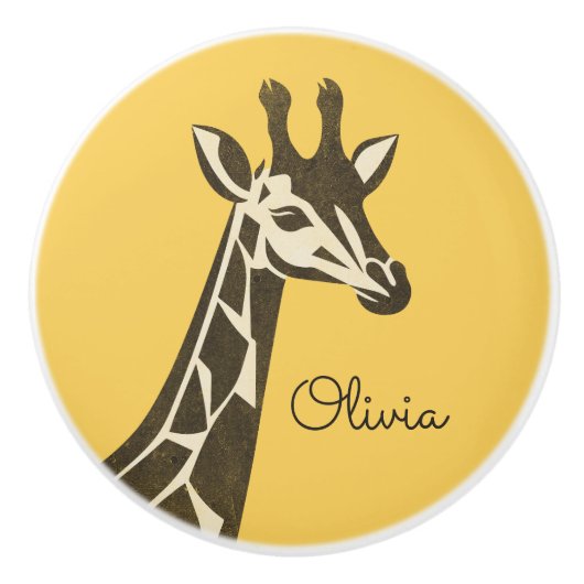 Schattigee giraf hoofd decoratie keramische knop (Voorkant)