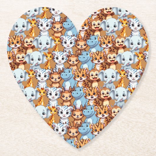 Schattigee giraf nijlpaard wild oerwoud safari Pat Kartonnen Onderzetters (Voorkant)