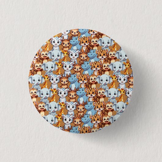Schattigee giraf nijlpaard wild oerwoud safari Pat Ronde Button 3,2 Cm (Voorkant)