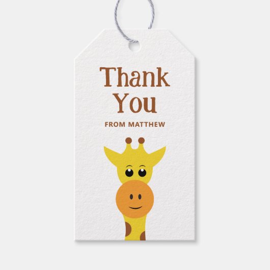 Schattigee giraf. Safari Zoo dier verjaardag bedan Cadeaulabel (Voorkant)