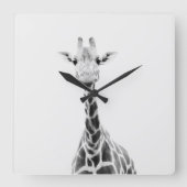 Schattigee Giraffe 2 #animal #art Vierkante Klok (Voorkant)