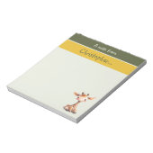 Schattigee giraffe aangepaste naam groene kinderen notitieblok (Linkerzijde)