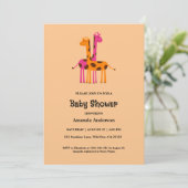 Schattigee Giraffe Baby Douche Uitnodigingen (Staand voorkant)