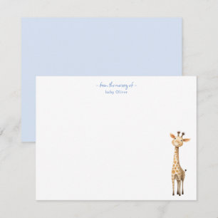 Schattigee Giraffe Baby jongenskwekerij Dank u kaa Bedankkaart