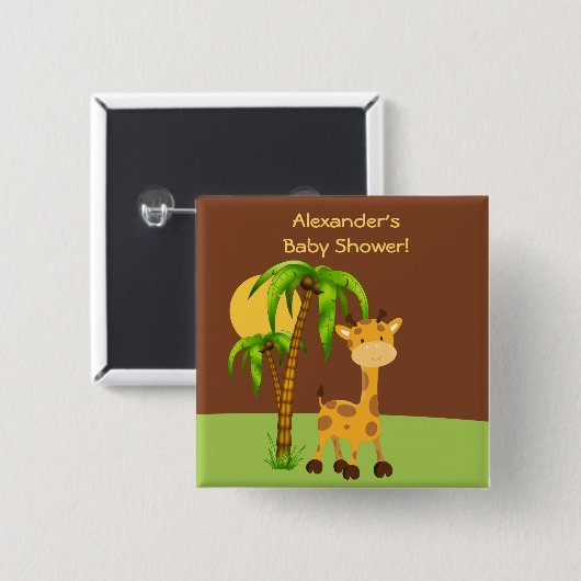 Schattigee Giraffe Baby shower Button (Voorkant /achterkant)