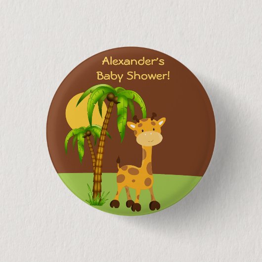 Schattigee Giraffe Baby shower Button (Voorkant)