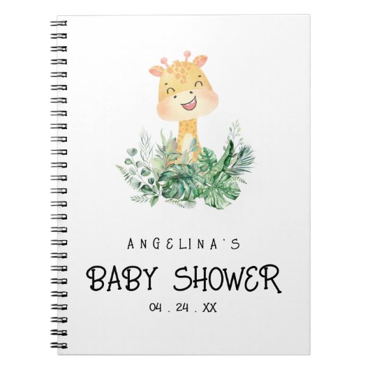 Schattigee Giraffe Baby shower Geschenklijst Notit Notitieboek (Voorkant)