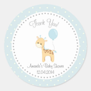Schattigee Giraffe Baby shower Sticker (blauw)