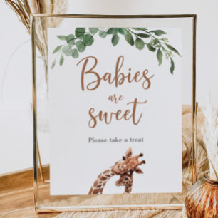 Schattigee giraffe baby shower Treats tafelteken Poster