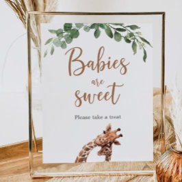 Schattigee giraffe baby shower Treats tafelteken Poster