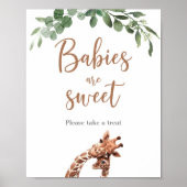 Schattigee giraffe baby shower Treats tafelteken Poster (Voorkant)