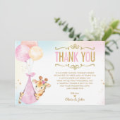 Schattigee Giraffe Ballonnen Meisje Baby shower Sp Bedankkaart (Staand voorkant)