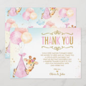 Schattigee Giraffe Ballonnen Meisje Baby shower Sp Bedankkaart (Voorkant / Achterkant)