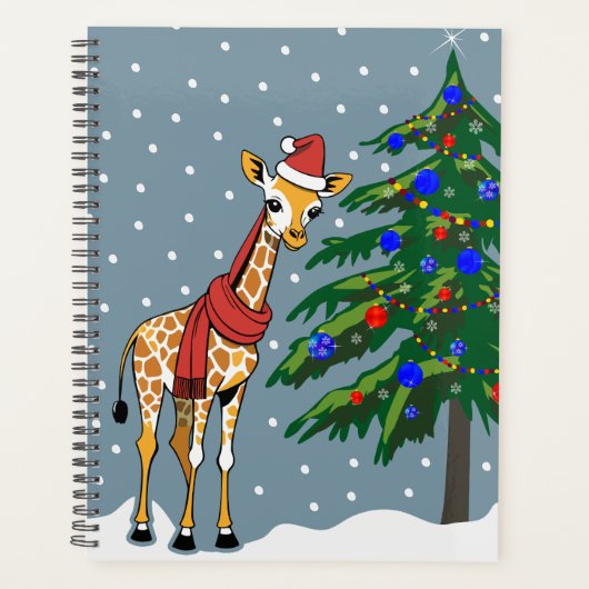 Schattigee Giraffe Beanie en sjaal met kerstboom Planner (Voorkant)