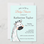 Schattigee Giraffe Blauw Baby shower Uitnodiging (Voorkant)