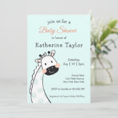 Schattigee Giraffe Blauw Baby shower Uitnodiging (Staand voorkant)
