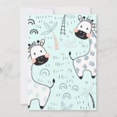 Schattigee Giraffe Blauw Baby shower Uitnodiging (Achterkant)