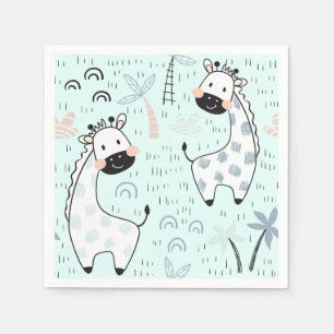 Schattigee Giraffe Blauw Baby shower Uitnodiging Servet