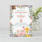 Schattigee giraffe bloem bloemen Verjaardagsfeest Kaart (Staand voorkant)