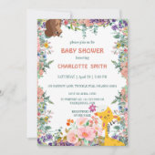 Schattigee giraffe bloemenbloem waterverf baby sho kaart (Voorkant)