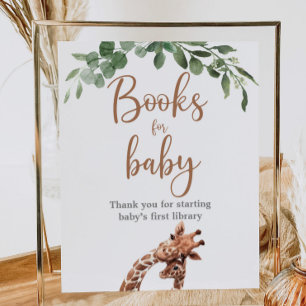 Schattigee giraffe boeken voor baby sign poster