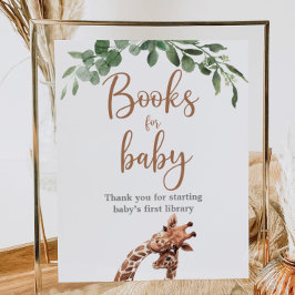Schattigee giraffe boeken voor baby sign poster