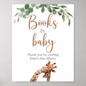 Schattigee giraffe boeken voor baby sign poster (Voorkant)