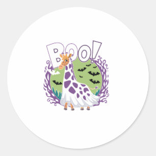 Schattigee Giraffe Boo Ghost Halloween Kostuum Zoo Ronde Sticker
