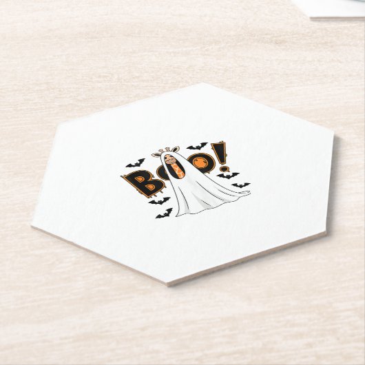 Schattigee Giraffe Boo Halloween Kostuum Zoo Lover Kartonnen Onderzetters (Schuin)