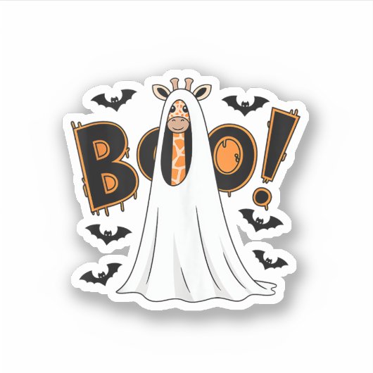 Schattigee Giraffe Boo Halloween Kostuum Zoo Lover Sticker (Voorkant)