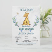 SCHATTIGEE GIRAFFE BOY BABY SHOWER UITNODIGING (Staand voorkant)