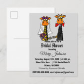 Schattigee Giraffe bruiloft Cartoon Uitnodiging Briefkaart (Voorkant / Achterkant)