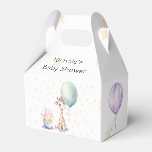 Schattigee Giraffe Cake Balloon 1st. verjaardagsfe Bedankdoosjes (Voorkant Zijde)