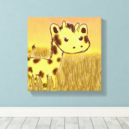 Schattigee Giraffe Canvas Print (Insitu (Houten vloer))