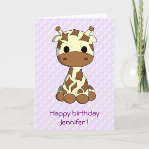 Schattigee giraffe cartoon Aanpasbare Kids Birthda Kaart