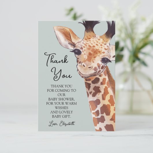 Schattigee Giraffe dank u kaart (Staand voorkant)