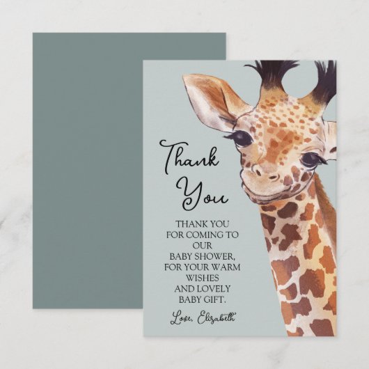 Schattigee Giraffe dank u kaart (Voorkant / Achterkant)