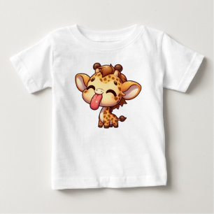 Schattigee Giraffe die zijn tong uitsteekt